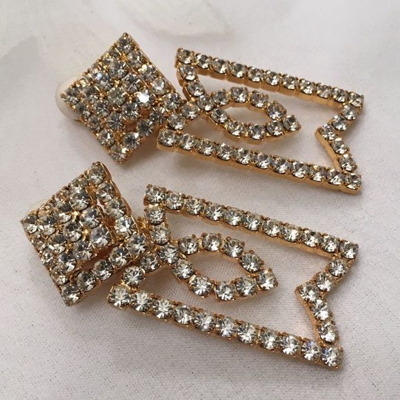 Vintage Gold Earrings With Swarovski Stones - Picture 2 of 8